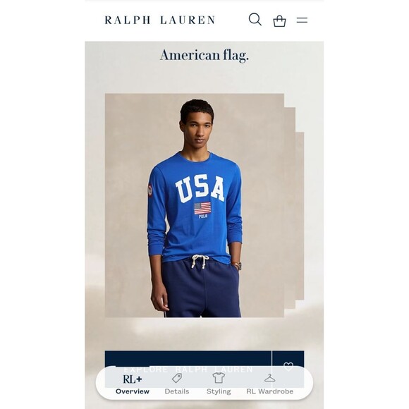 Authentic Vintage Polo Ralph Lauren Team USA Jersey T-Shirt Blue Flag Olympic MD - Picture 3 of 13